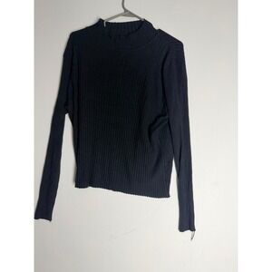 Talent Black Ribbed Mock Neck Long Sleeve Top Womens Plus Size 3XL Stretch Knit